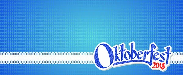 Oktoberfest Background Blue White Checchered Patterns Banner Text Oktoberfest 2018 — стоковий вектор