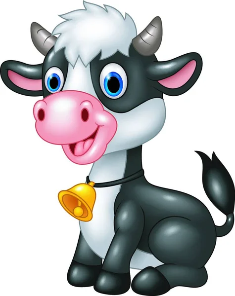 Happy Animal Baby Cow Sitting Posing — Stock Vector