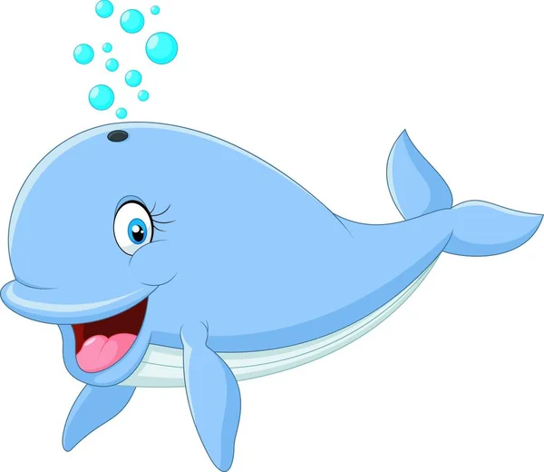 Happy Whale Cartoon White Background — Stock Vector