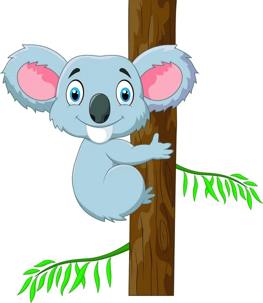 Cute Koala Holding Tree — Stock Vector