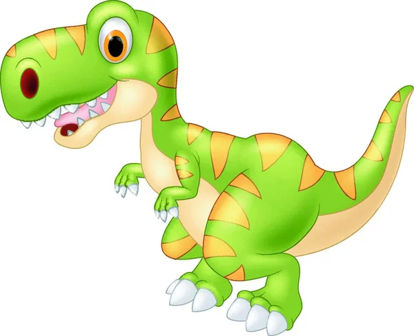 Cartoon Adorable Dinosaur Illustration White Background — Stock Vector