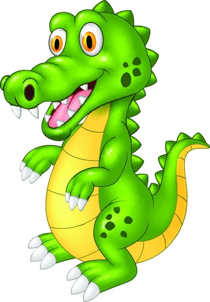 Bande Dessinée Crocodile Heureux Illustration Vectorielle — Image vectorielle