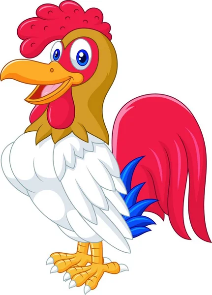 Coq Poulet Dessin Animé Posant — Image vectorielle