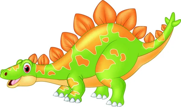 Cartone Animato Grande Dinosauro Stegosauro — Vettoriale Stock