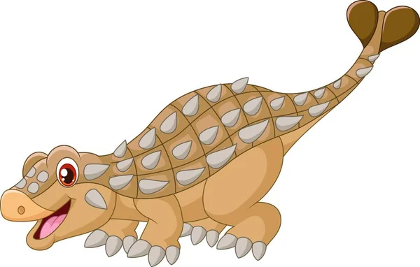 Cartoon Happy Ankylosaurus Vector Illustration — стоковый вектор