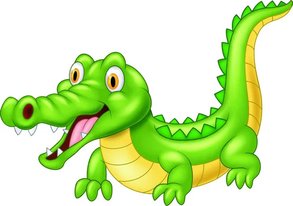 Crocodilo Dos Desenhos Animados Com Rosto Feliz Uma Reação Feliz — Vetor de Stock