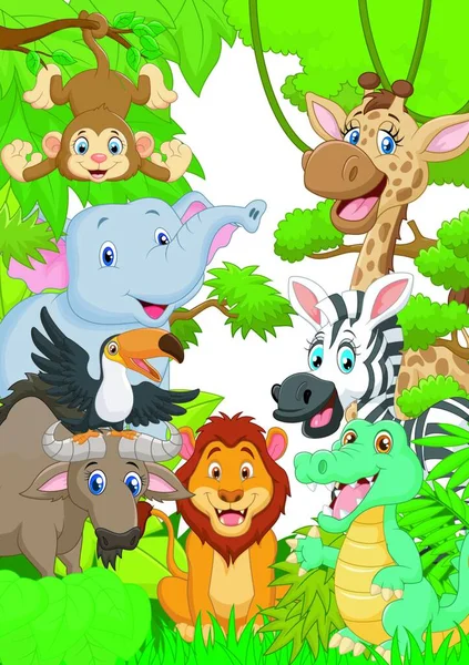 Colección Safari Animales Selva — Vector de stock