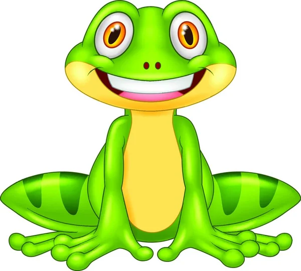 Cartoon Happy Frog Illustration Sur Fond Blanc — Image vectorielle