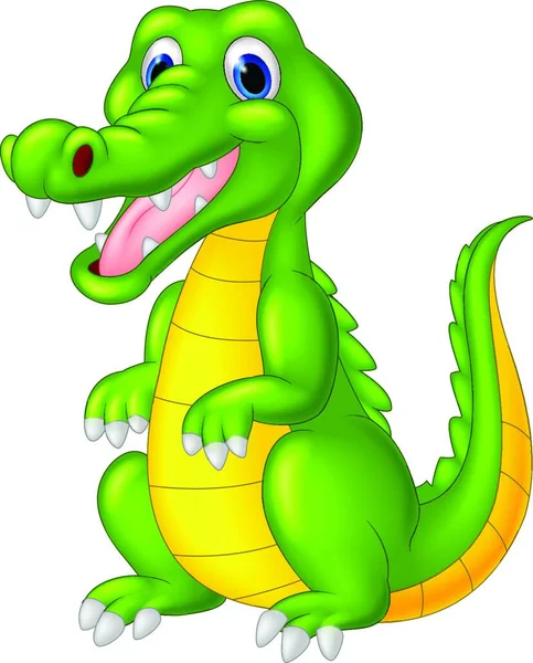 Caricature Adorable Crocodile Posant — Image vectorielle