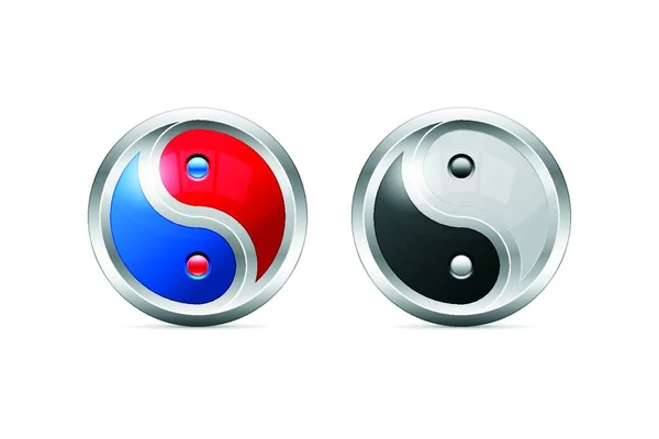 Diseño Símbolo Yin Yang Metálico Con Alternativa Color Forma — Vector de stock