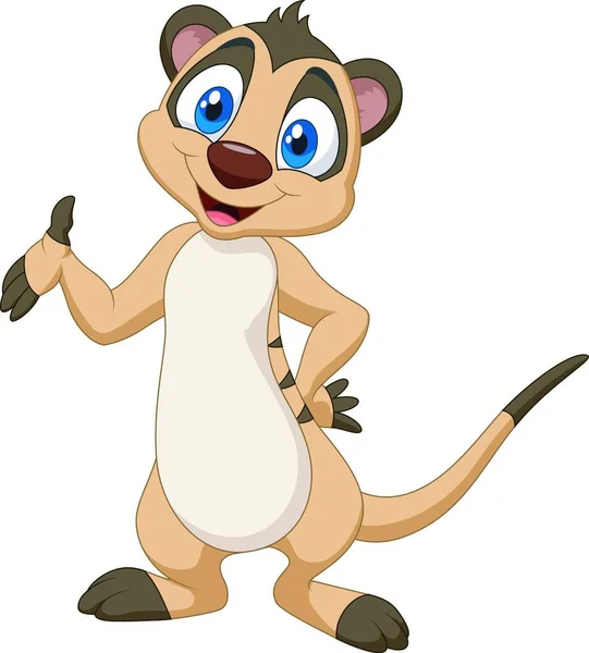 Cartoon Meerkat Pose Ilustración Sobre Fondo Blanco — Vector de stock