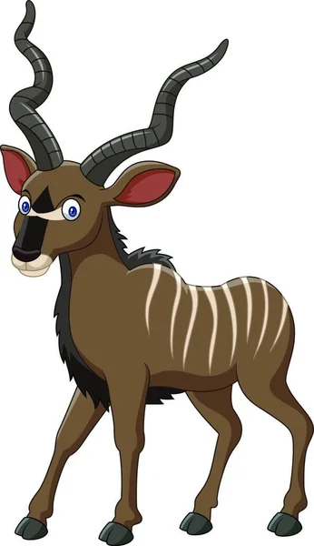 Cartoon Kudu Antelope Ilustración Sobre Fondo Blanco — Vector de stock