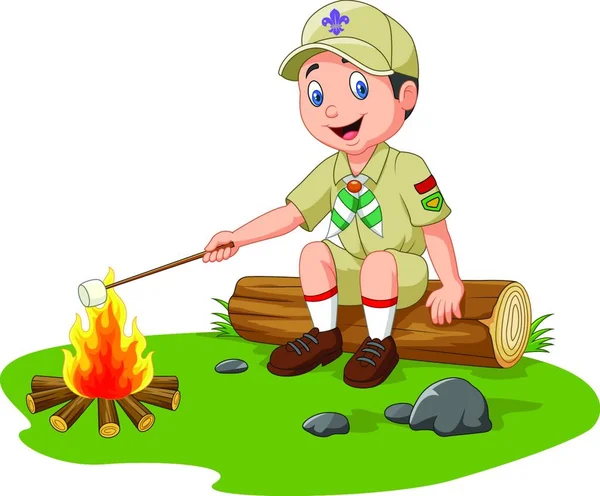 Caricatura Scout Tostado Malvavisco — Archivo Imágenes Vectoriales