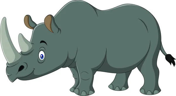 Cartoon Rhino Mascotte Illustrazione Sfondo Bianco — Vettoriale Stock