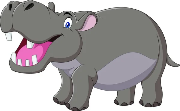Desenhos Animados Hippo Com Boca Aberta — Vetor de Stock