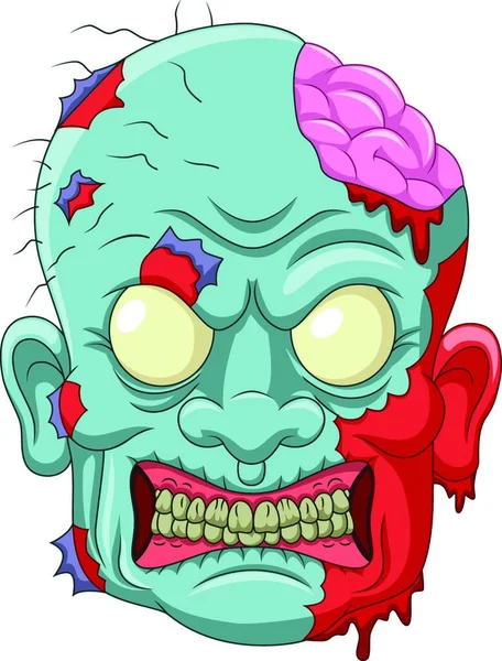 Icono Cabeza Zombie Dibujos Animados — Vector de stock