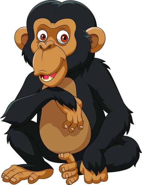 Cartoon Chimpansee Geïsoleerd Witte Achtergrond — Stockvector