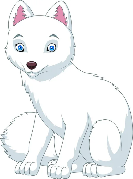 Cartoon Arctic Fox Isolated White Background — Stock Vector