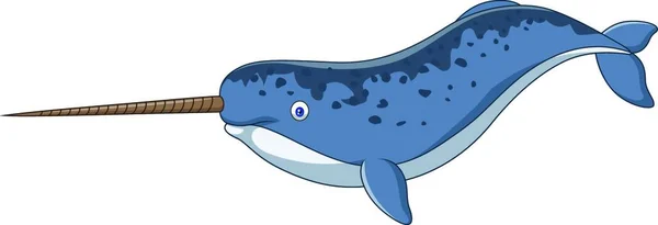 Cartoon Narwhal Isoliert Auf Weißem Hintergrund — Stockvektor