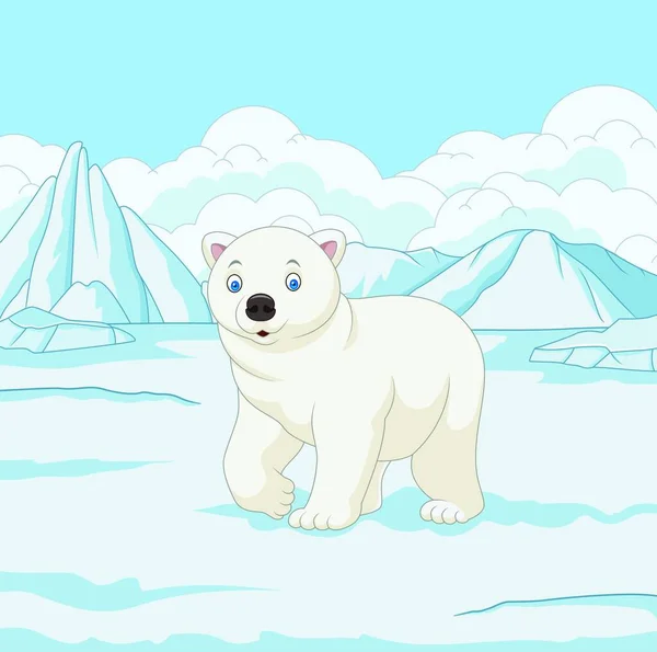 Dibujos Animados Oso Polar Campo Nieve — Archivo Imágenes Vectoriales