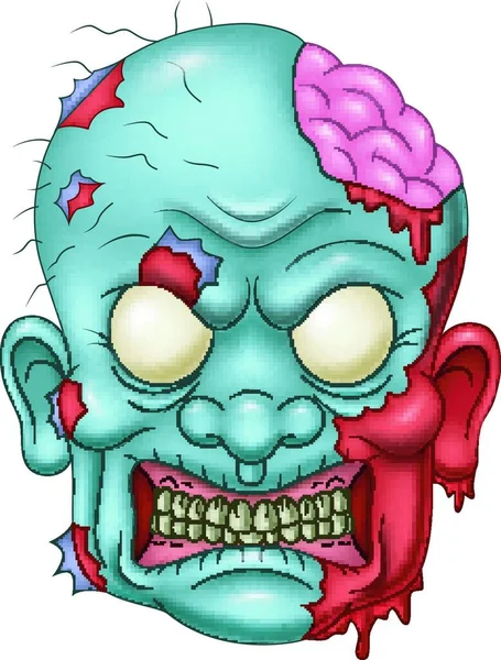 Dessin Animé Zombie Tête Icône — Image vectorielle