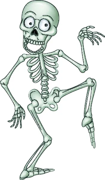 Cartoon Funny Human Skeleton Dancing — Stock Vector