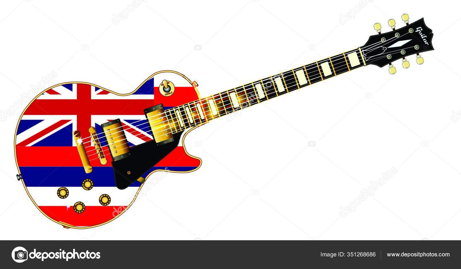 Definitive Rock Roll Guitar Hawaii State Flag Seal Flag Isolated Stock ...