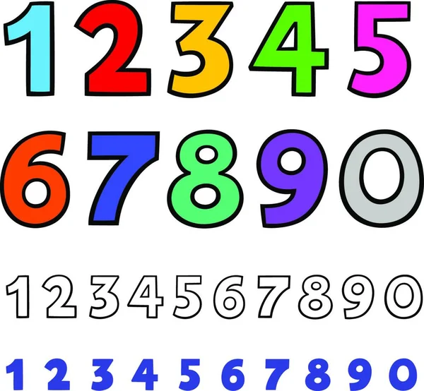 Educational Cartoon Illustrations Basic Numbers Set — Stock Vector