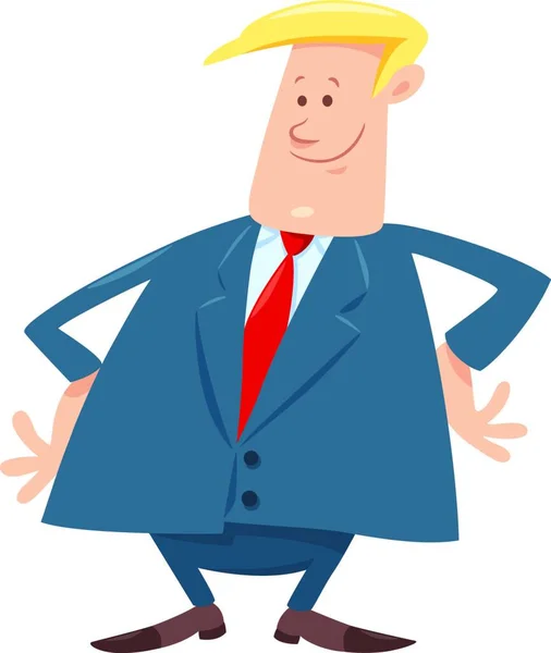 Cartoon Illustration Boss Businessman Man Suit Character - Stok Vektor