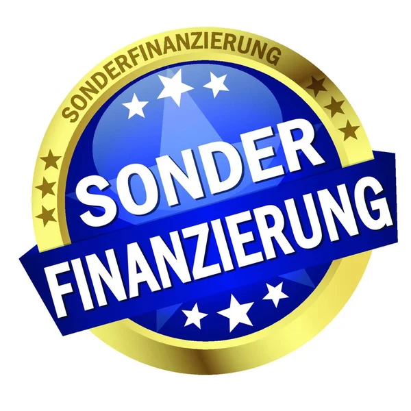 Buton Rotund Colorat Banner Text Finanțare Specială Limba Germană — Vector de stoc