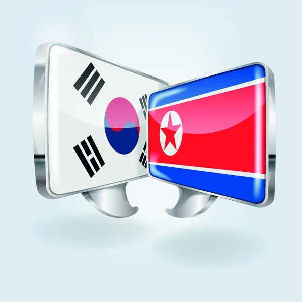 Güney Kore Kuzey Kore Nin Konuşma Baloncukları — Stok Vektör