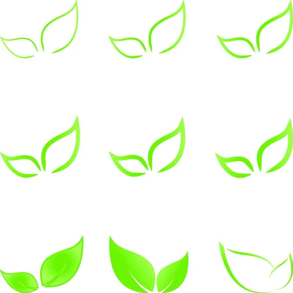 Blad Växt Bio Eko Samling Logotyp — Stock vektor