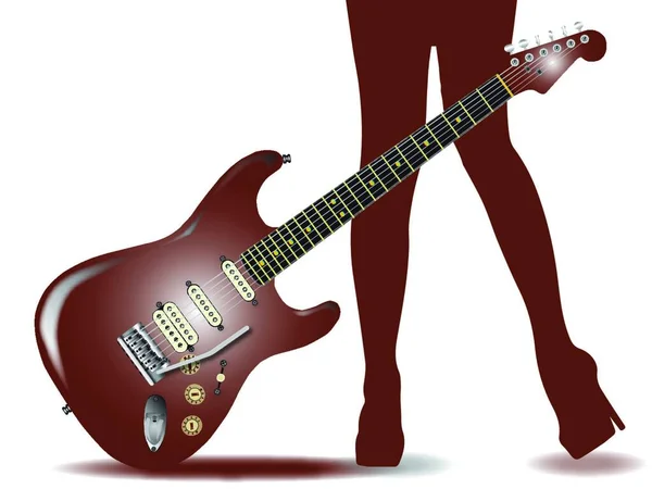 Une Guitare Rock Roll Définitive Isolée Sur Fond Blanc Avec — Image vectorielle