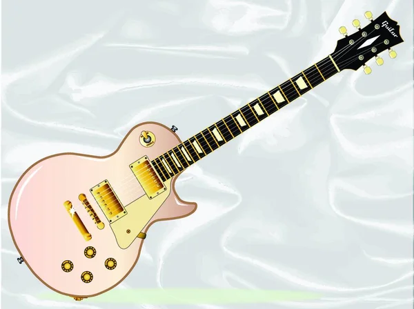 Guitarra Definitiva Rock Roll Rosa Isolada Sobre Fundo Seda Branca — Vetor de Stock