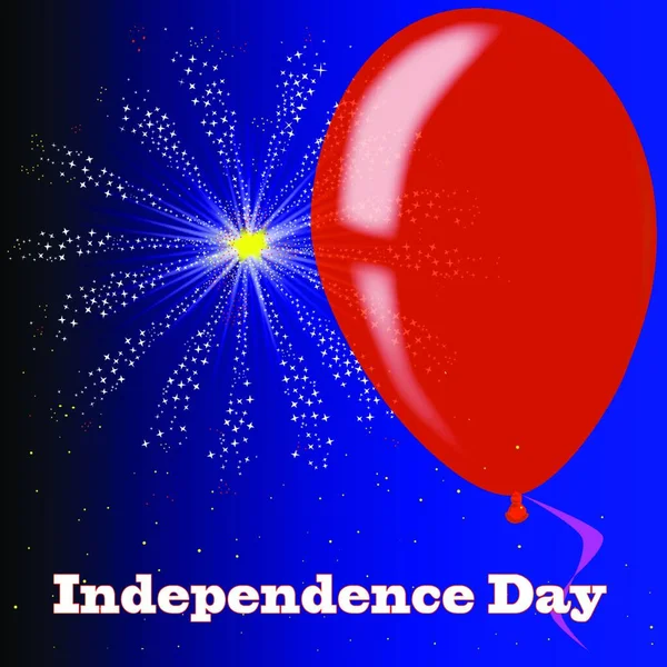 伝説の独立記念日と共に 放射性降下物で空を飛ぶ赤い気球 — ストックベクタ