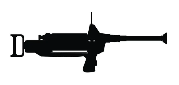 Науково Фантастичний Тип Лазерної Гвинтівки Силуеті Білому Тлі — стоковий вектор