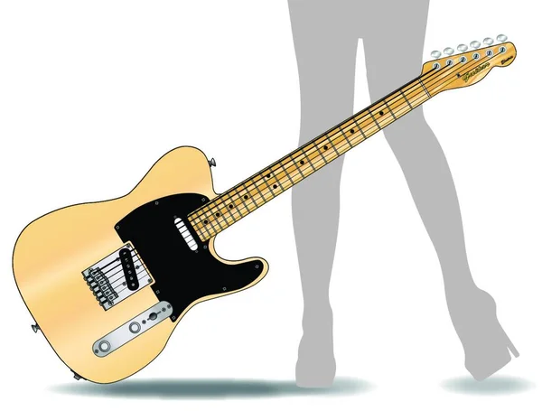 Guitarra Country Definitiva Aislada Sobre Fondo Blanco Con Par Piernas — Vector de stock