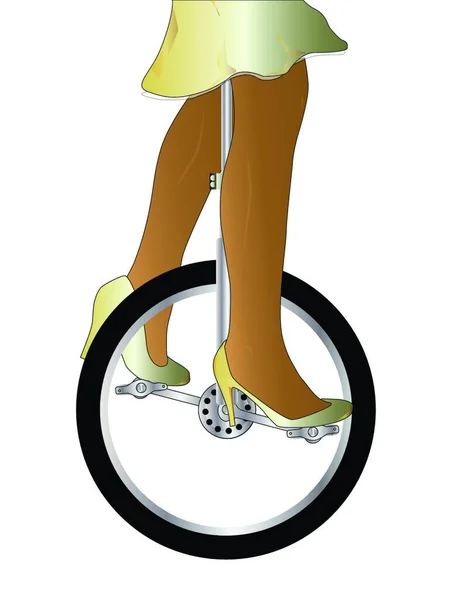 Cavalier Monocycle Femme Sur Fond Blanc Isolé — Image vectorielle