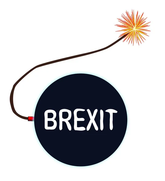 Fusible Ancienne Une Bombe Ronde Noire Avec Texte Brexit Isolé — Image vectorielle