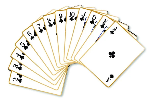 Die Spielkarte Der Farbe Der Clubs Auf Weißem Hintergrund — Stockvektor