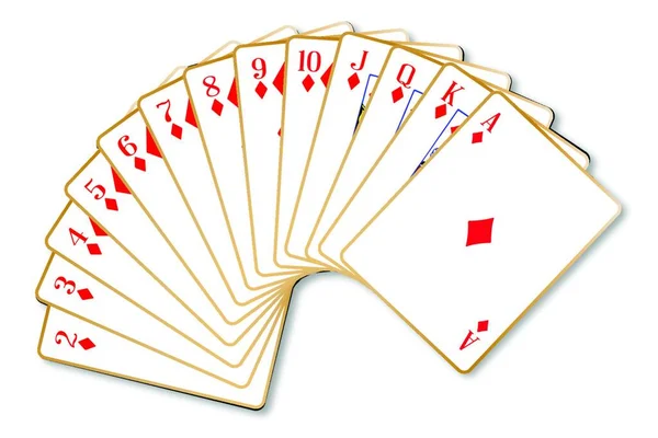 Hrací Karta Barvě Diamantů Bílém Pozadí — Stockový vektor