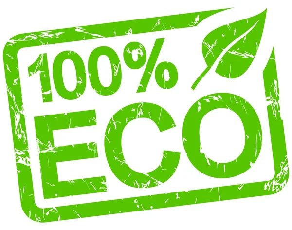 Timbre Grunge Vert Avec Texte 100 Eco Isolé Sur Fond — Image vectorielle