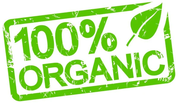 Timbro Grunge Verde Con Testo 100 Organico Isolato Sfondo Bianco — Vettoriale Stock