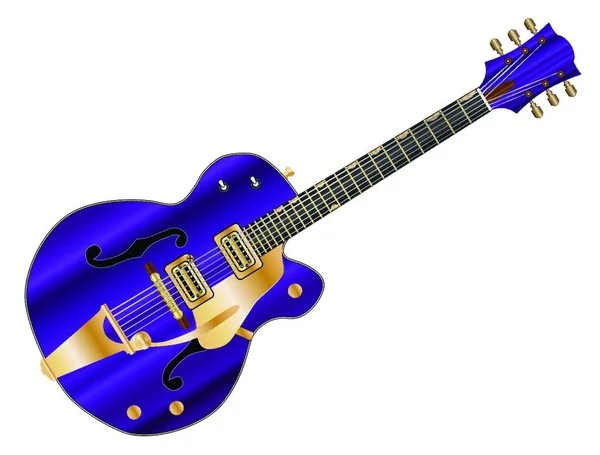 一种典型的乡村和西方的紫色吉他 背景是白色的 — 图库矢量图片