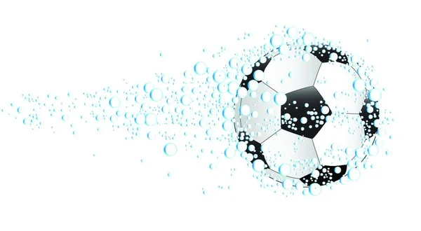 Wasserklumpen Und Ein Fußball Vor Weißem Hintergrund — Stockvektor