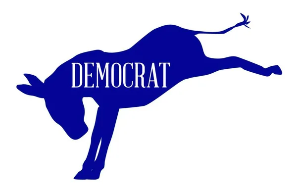 Beyaz Arka Planda Demokrat Parti Mavisi Eşek — Stok Vektör
