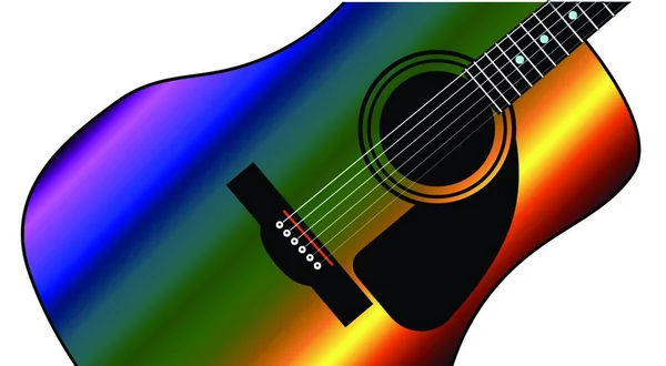 Typical Western Style Acoustic Guitar Rainbow Style Color Isolated White — Stock Vector