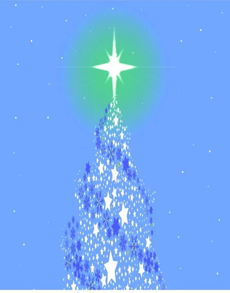 Blus Árbol Navidad Creado Partir Copos Nieve Estrellas — Vector de stock