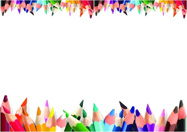 Crayons Colorés Sur Fond Blanc Illustration Détaillée Comme Éléments Conception — Image vectorielle