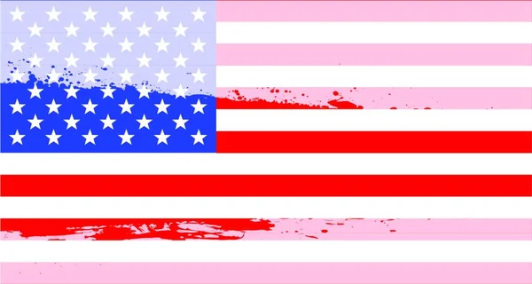 Drapeau Des États Unis Amérique Derrière Une Éclaboussure Blanche Fanée — Image vectorielle